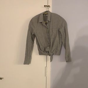 Gray cropped flannel Madewell size S